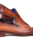 Paul Parkman Brown Crocodile Embossed Calfskin Loafers (ID