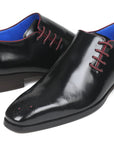 Paul Parkman Side Lace Oxfords Black Polished Leather (ID