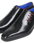 Paul Parkman Side Lace Oxfords Black Polished Leather (ID
