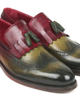 Paul Parkman Kiltie Tassel Loafer Green & Bordeaux (ID