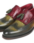 Paul Parkman Kiltie Tassel Loafer Green & Bordeaux (ID