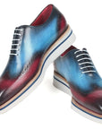 Paul Parkman Men's Smart Casual Wingtip Oxfords Blue & Purple (ID