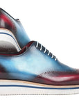 Paul Parkman Men's Smart Casual Wingtip Oxfords Blue & Purple (ID