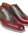 Paul Parkman Men's Smart Casual Wingtip Oxfords Bordeaux & Green (ID