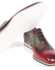 Paul Parkman Men's Smart Casual Wingtip Oxfords Bordeaux & Green (ID