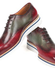 Paul Parkman Men's Smart Casual Wingtip Oxfords Bordeaux & Green (ID
