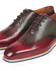 Paul Parkman Men's Smart Casual Wingtip Oxfords Bordeaux & Green (ID