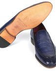 Paul Parkman Croco Textured Leather Loafer Blue (ID