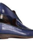 Paul Parkman Croco Textured Leather Loafer Blue (ID