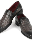 Paul Parkman Gray Crocodile Embossed Calfskin Loafers (ID