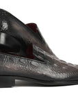 Paul Parkman Gray Crocodile Embossed Calfskin Loafers (ID