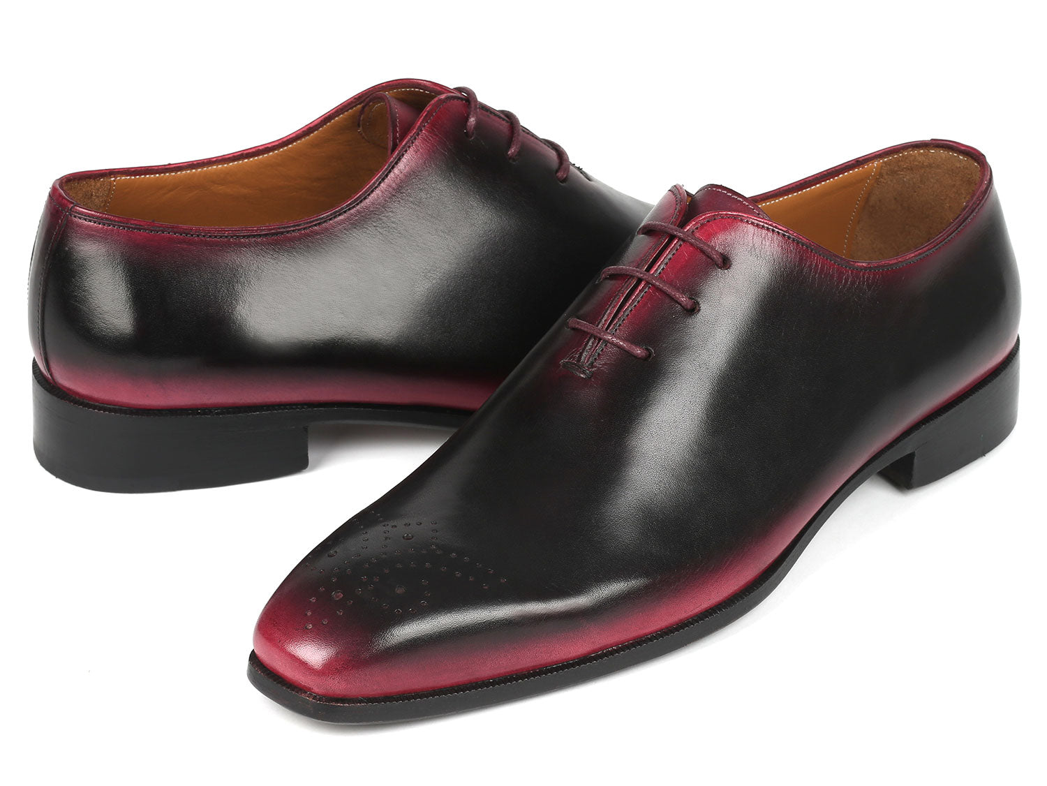 Paul Parkman Black & Red Men's Oxford Shoes (ID