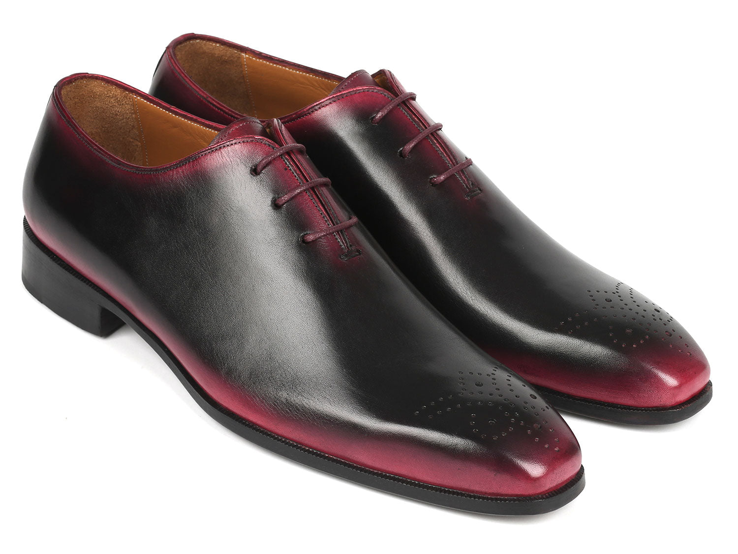 Paul Parkman Black & Red Men's Oxford Shoes (ID