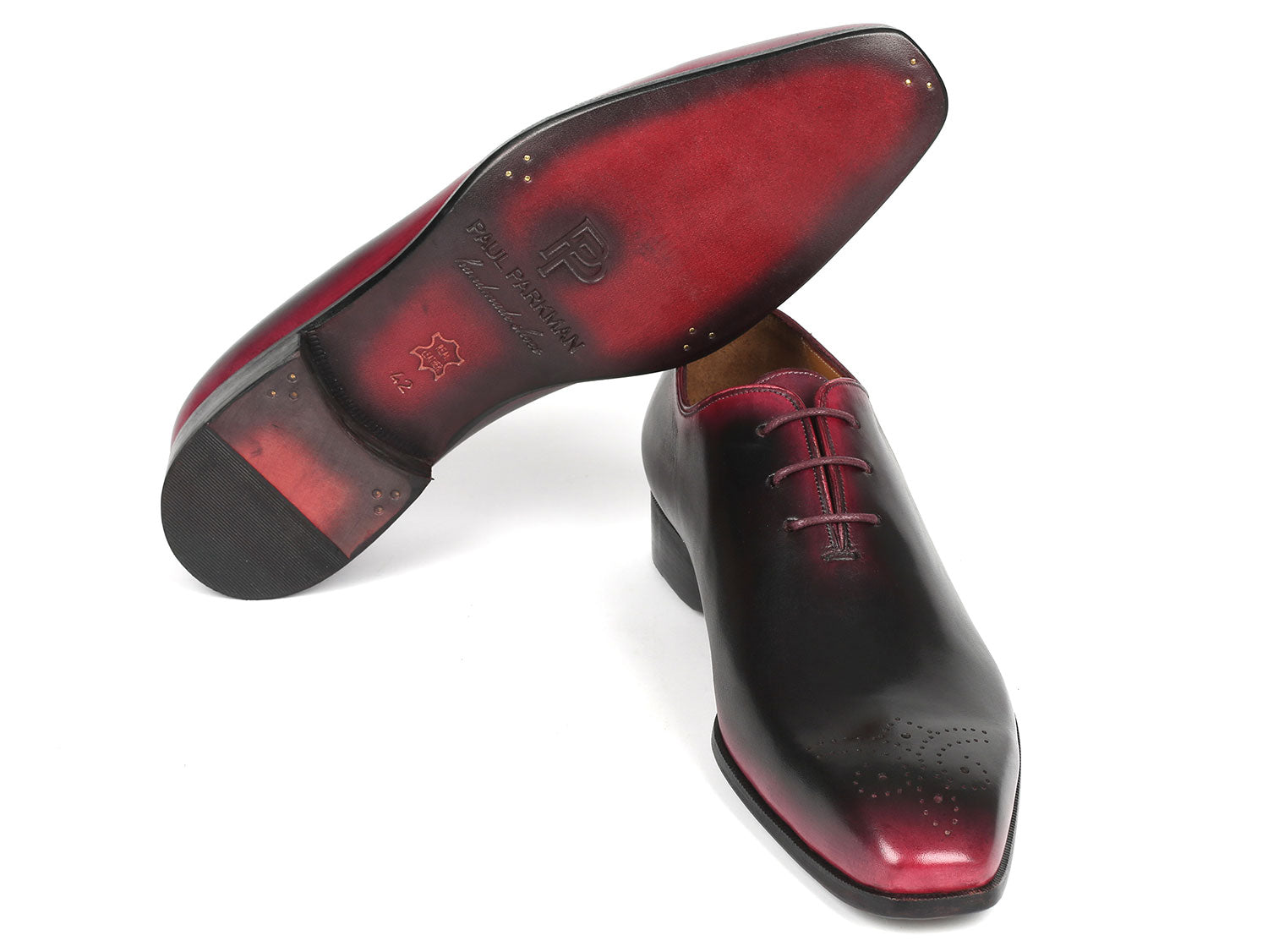 Paul Parkman Black & Red Men's Oxford Shoes (ID