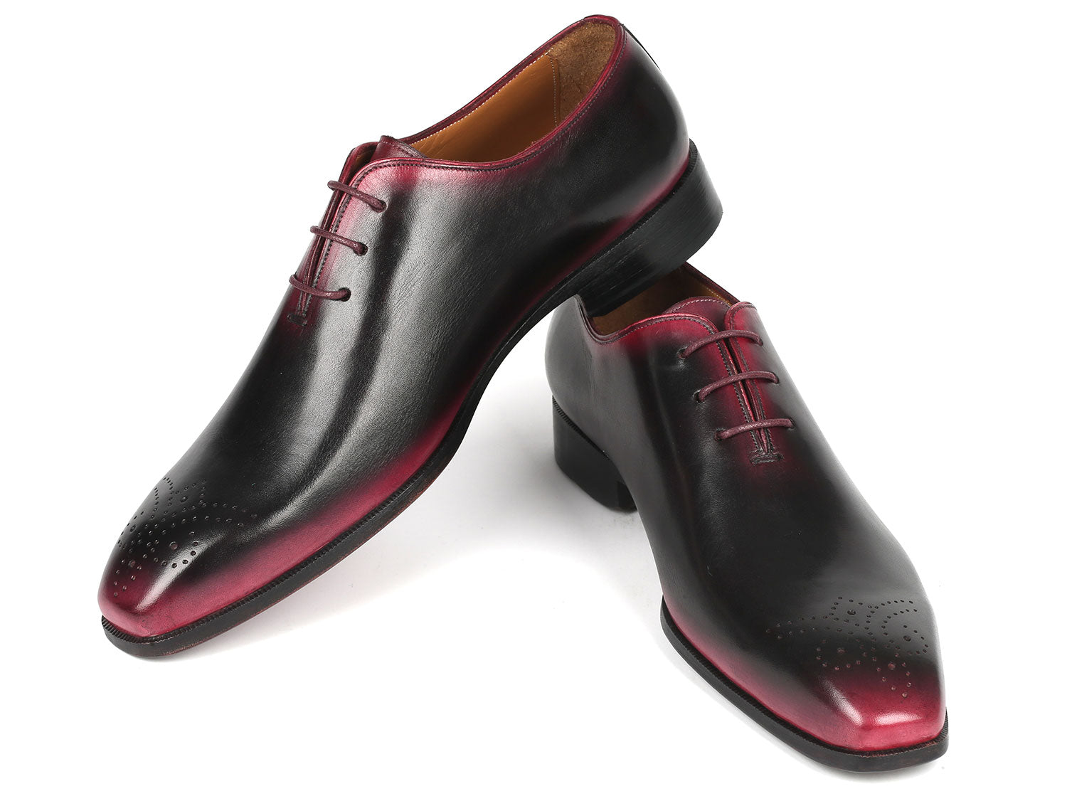 Paul Parkman Black & Red Men's Oxford Shoes (ID