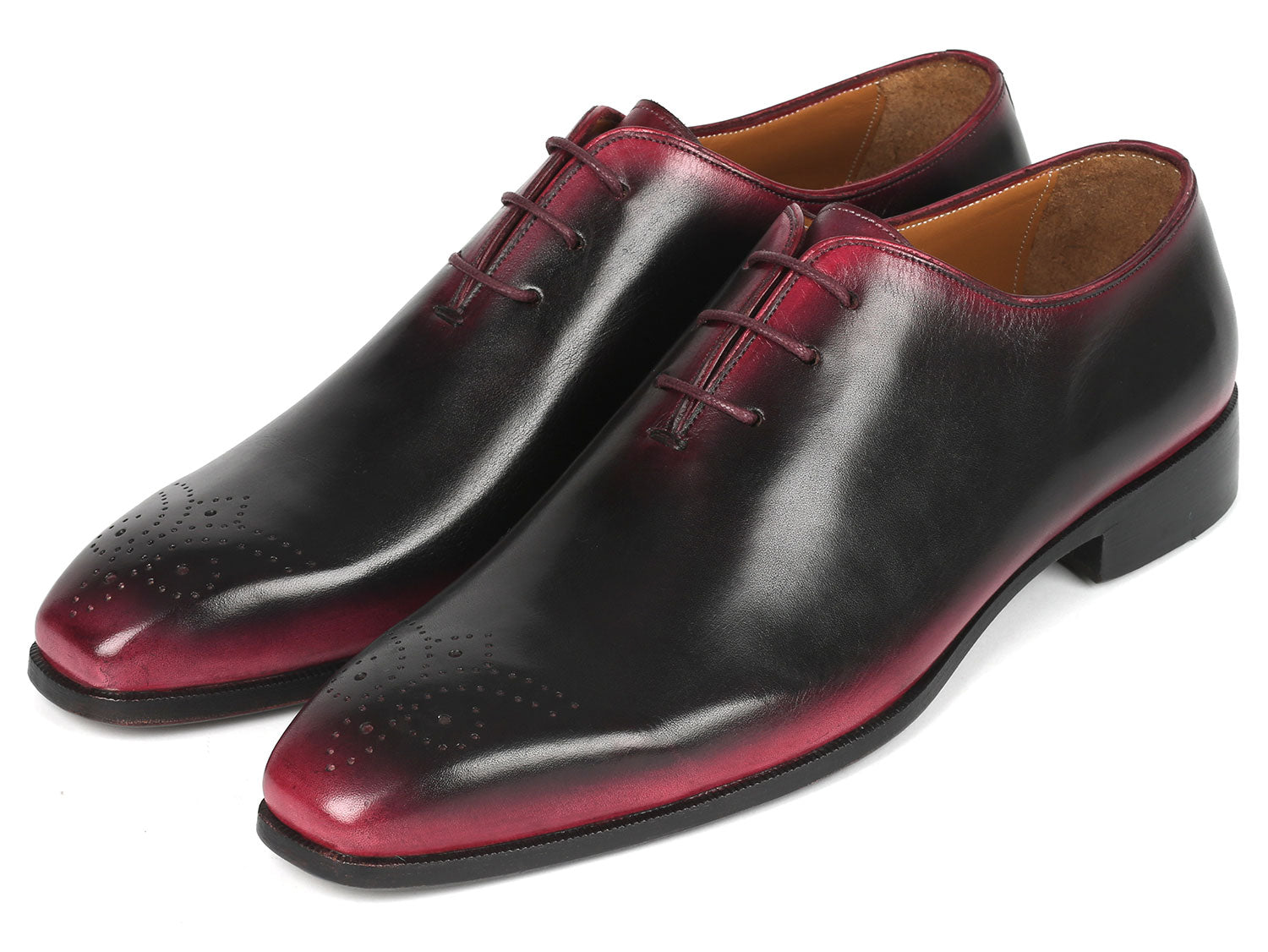 Paul Parkman Black & Red Men's Oxford Shoes (ID