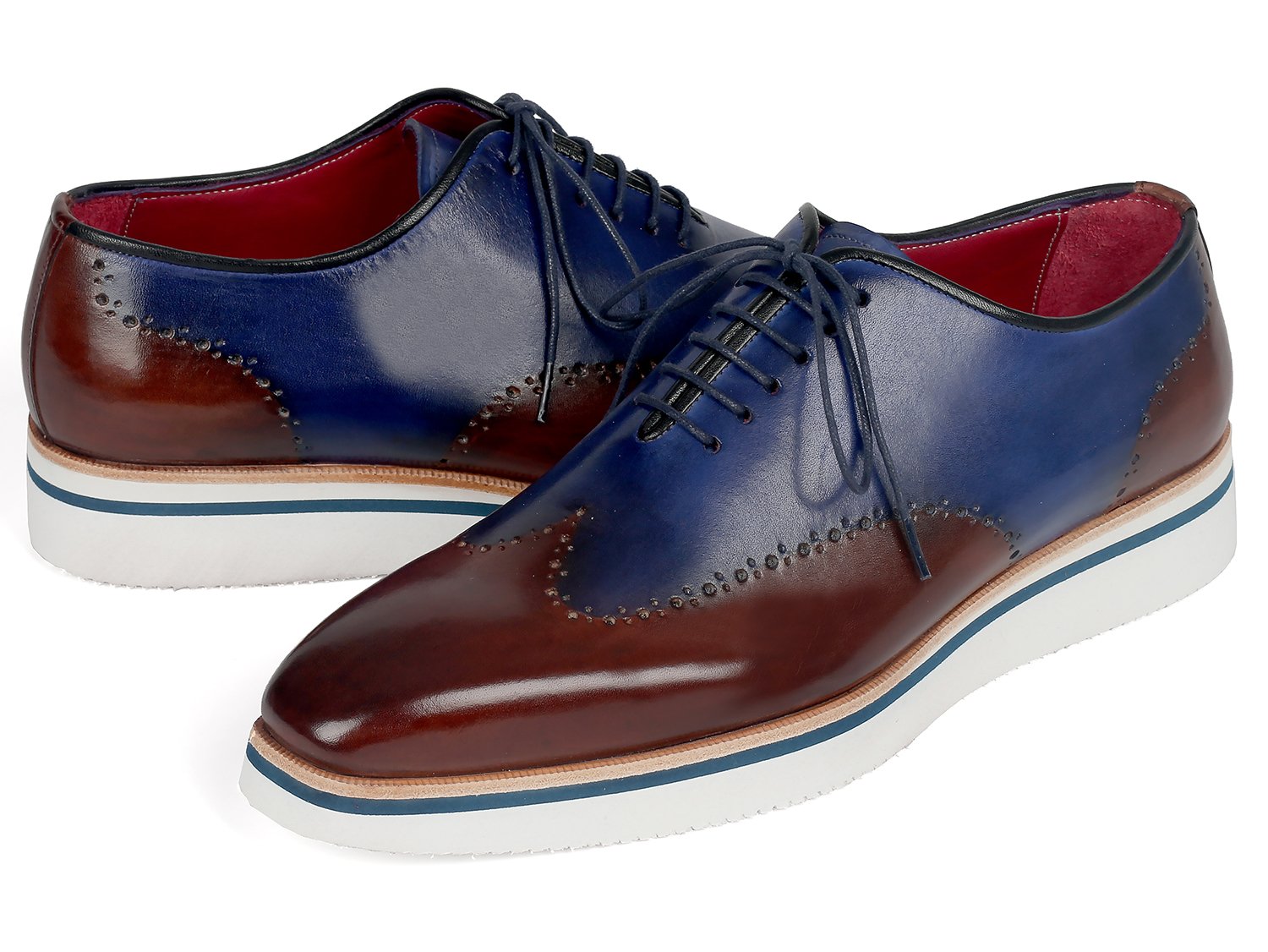Paul Parkman Men's Smart Casual Wingtip Oxfords Brown & Blue (ID