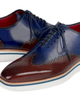 Paul Parkman Men's Smart Casual Wingtip Oxfords Brown & Blue (ID