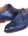 Paul Parkman Goodyear Welted Wingtip Derby Shoes Blue & Navy (ID