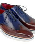 Paul Parkman Men's Smart Casual Wingtip Oxfords Brown & Blue (ID