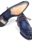 Paul Parkman Goodyear Welted Wingtip Derby Shoes Blue & Navy (ID