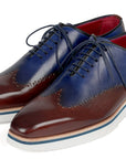 Paul Parkman Men's Smart Casual Wingtip Oxfords Brown & Blue (ID