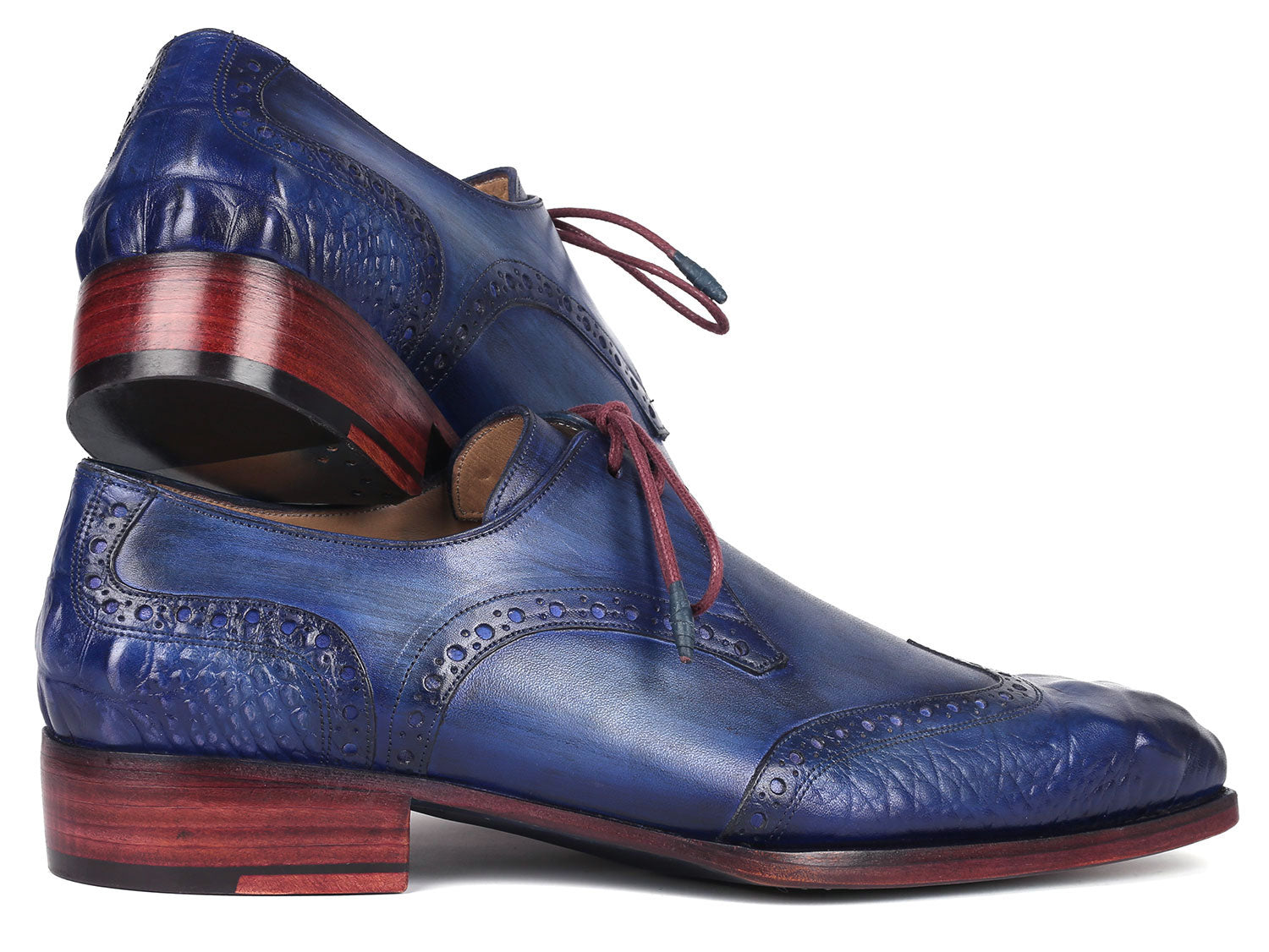 Paul Parkman Goodyear Welted Wingtip Derby Shoes Blue & Navy (ID