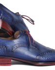 Paul Parkman Goodyear Welted Wingtip Derby Shoes Blue & Navy (ID