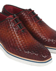 Paul Parkman Men's Brown Woven Leather Smart Casual Shoes (ID