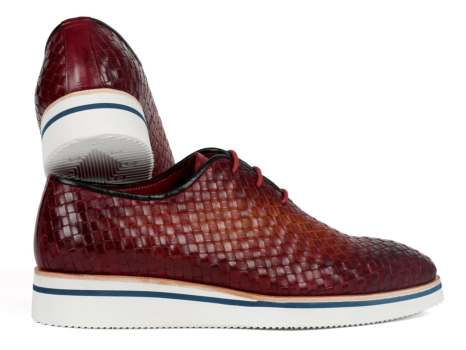 Paul Parkman Men's Brown Woven Leather Smart Casual Shoes (ID