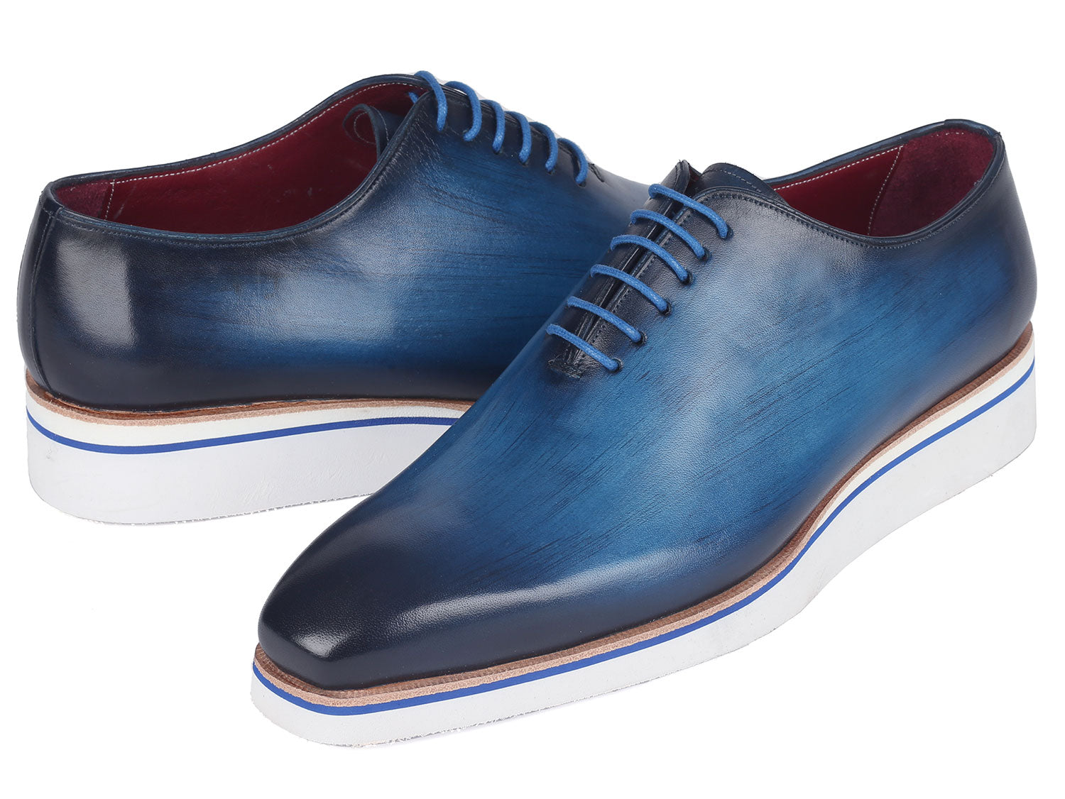 Paul Parkman Men's Smart Casual Wholecut Oxfords Blue (ID