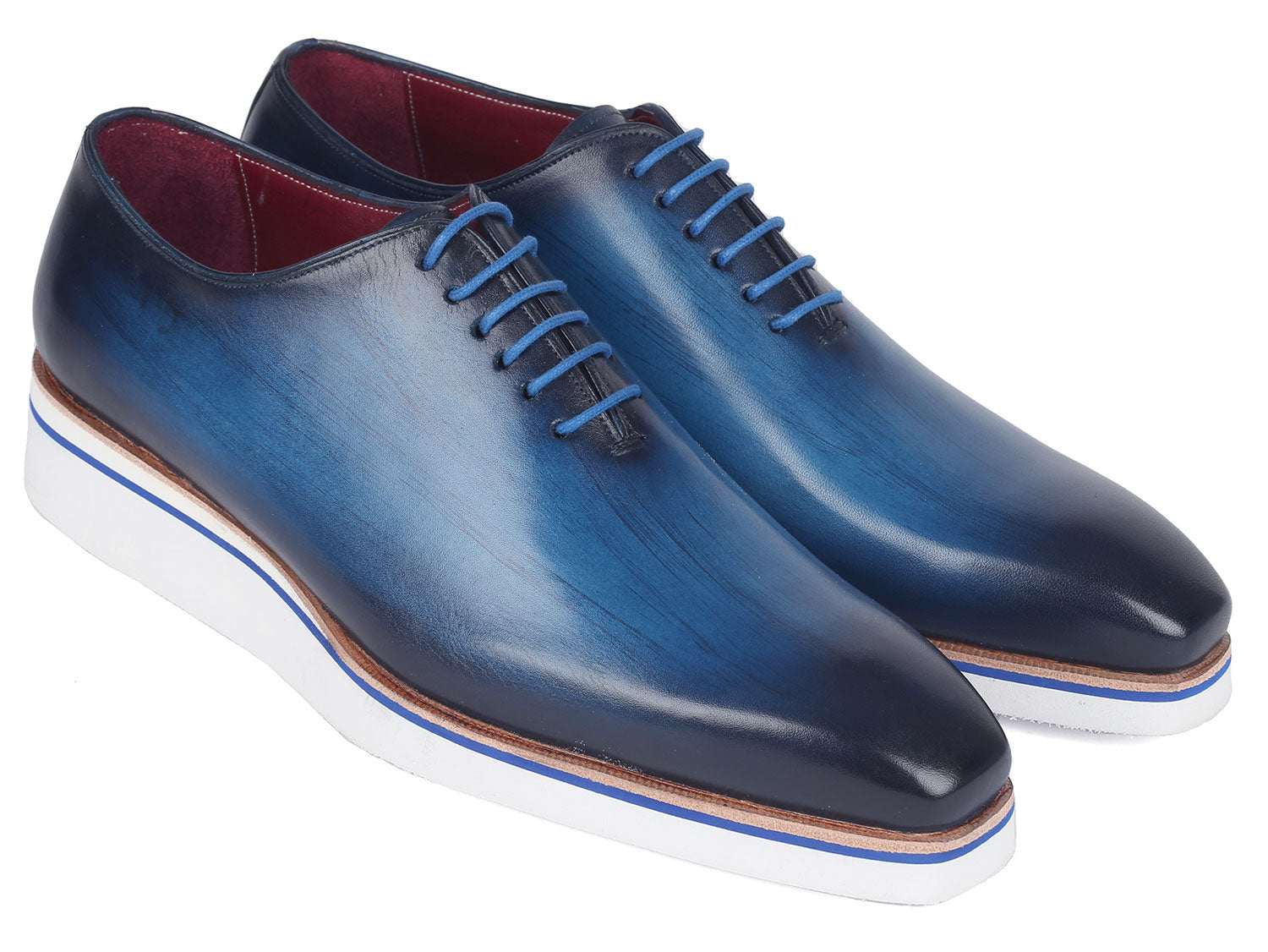 Paul Parkman Men's Smart Casual Wholecut Oxfords Blue (ID