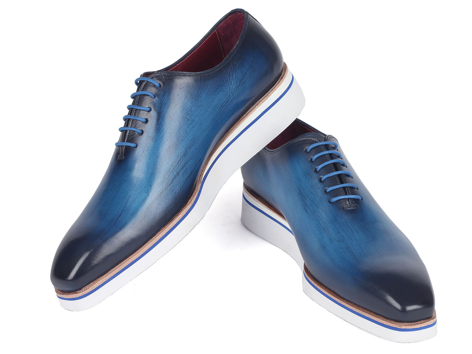 Paul Parkman Men's Smart Casual Wholecut Oxfords Blue (ID