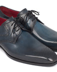 Paul Parkman Men's Navy & Blue Medallion Toe Derby Shoes (ID