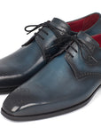Paul Parkman Men's Navy & Blue Medallion Toe Derby Shoes (ID