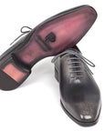 Paul Parkman Men's Gray & Black Wholecut Oxfords (ID
