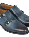 Paul Parkman Navy Double Monkstrap Shoes (ID