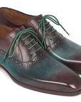 Paul Parkman Men's Green & Bordeaux Plain Toe Oxfords (ID