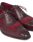 Paul Parkman Suede & Calfskin Men's Wingtip Oxfords Bordeaux (ID