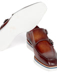 Paul Parkman Men's Smart Casual Monkstrap Shoes Brown Leather (ID