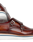 Paul Parkman Men's Smart Casual Monkstrap Shoes Brown Leather (ID