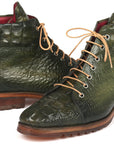 Paul Parkman Men's Green Croco Embossed Leather Boots (12811-GRN)