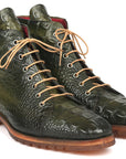 Paul Parkman Men's Green Croco Embossed Leather Boots (12811-GRN)