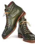 Paul Parkman Men's Green Croco Embossed Leather Boots (12811-GRN)