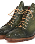 Paul Parkman Men's Green Croco Embossed Leather Boots (12811-GRN)