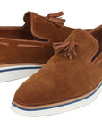 Paul Parkman Men's Smart Casual Tassel Loafers Camel Suede (ID