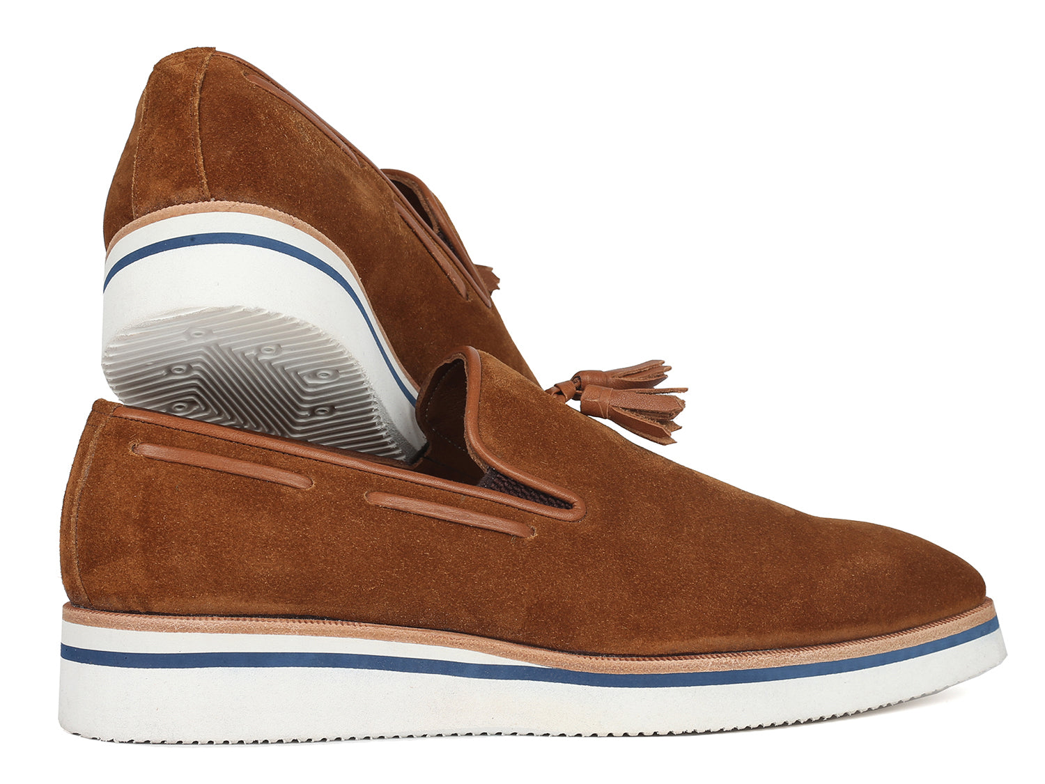 Paul Parkman Men's Smart Casual Tassel Loafers Camel Suede (ID