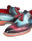 Paul Parkman Norwegian Welted Tassel Loafers Blue & Purple (ID