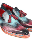 Paul Parkman Norwegian Welted Tassel Loafers Blue & Purple (ID