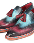 Paul Parkman Norwegian Welted Tassel Loafers Blue & Purple (ID